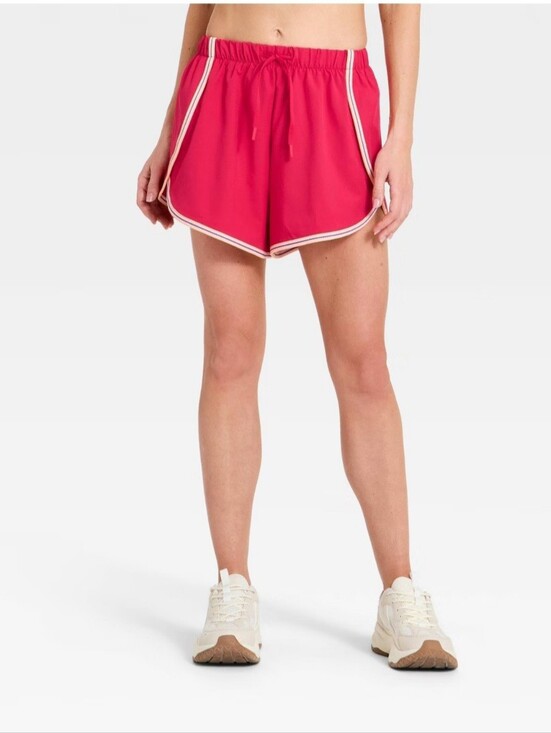 all in motion Pants - Women's Woven Pop Trim Shorts 3" - All In Motion Red